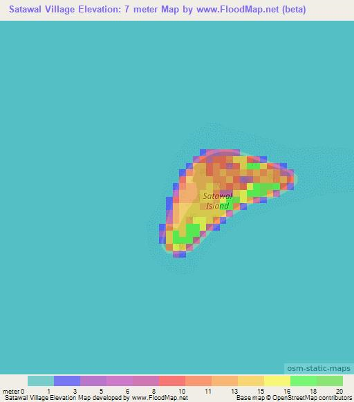 Satawal Village,Micronesia Elevation Map