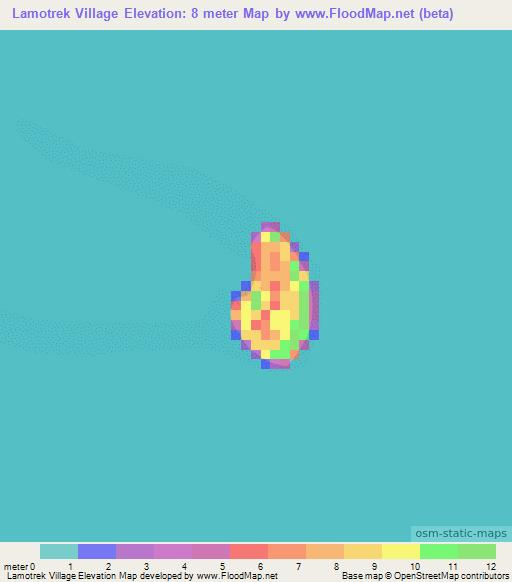 Lamotrek Village,Micronesia Elevation Map