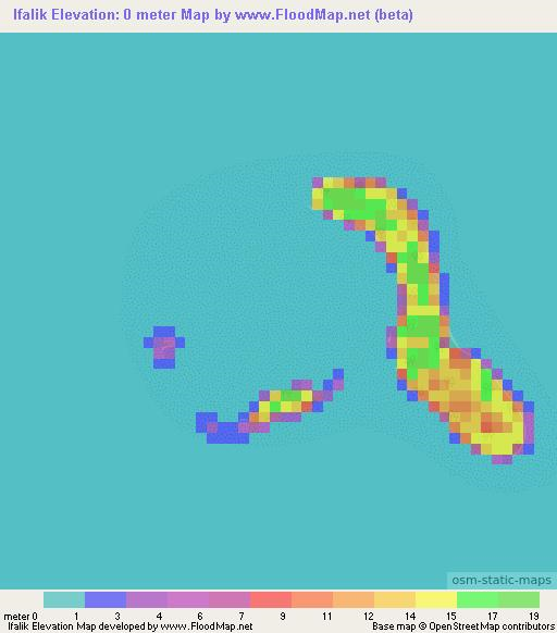 Ifalik,Micronesia Elevation Map