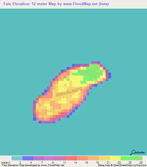 Fais,Micronesia Elevation Map