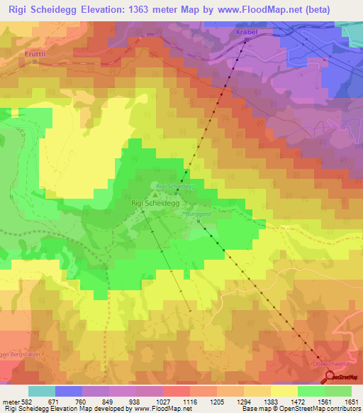 Rigi Scheidegg,Switzerland Elevation Map