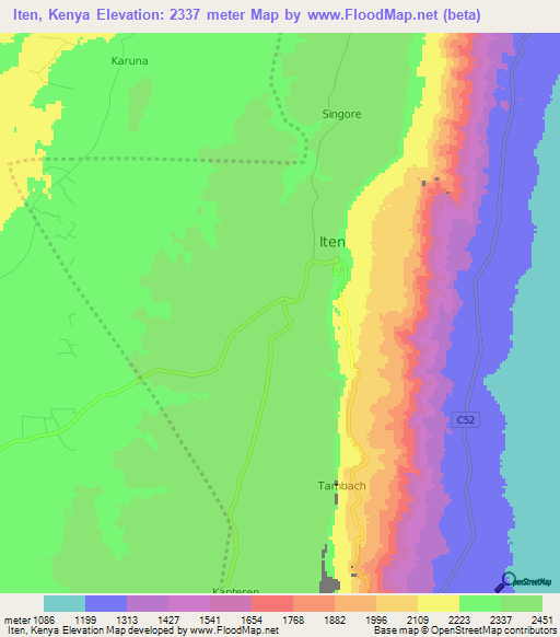 Iten, Kenya,Kenya Elevation Map