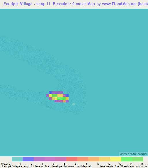 Eauripik Village - temp LL,Micronesia Elevation Map