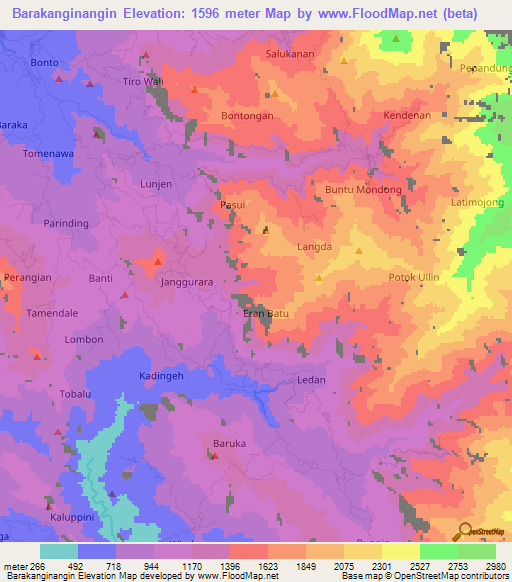 Barakanginangin,Indonesia Elevation Map