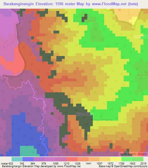 Barakanginangin,Indonesia Elevation Map