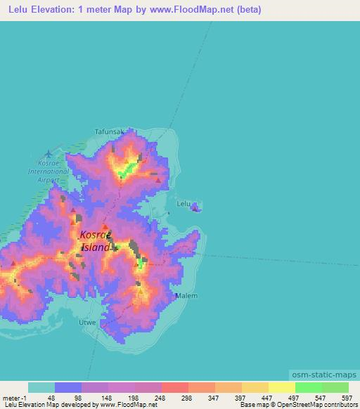 Lelu,Micronesia Elevation Map