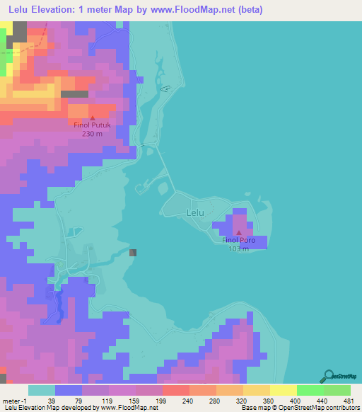 Lelu,Micronesia Elevation Map