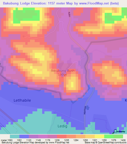 Bakubung Lodge,South Africa Elevation Map