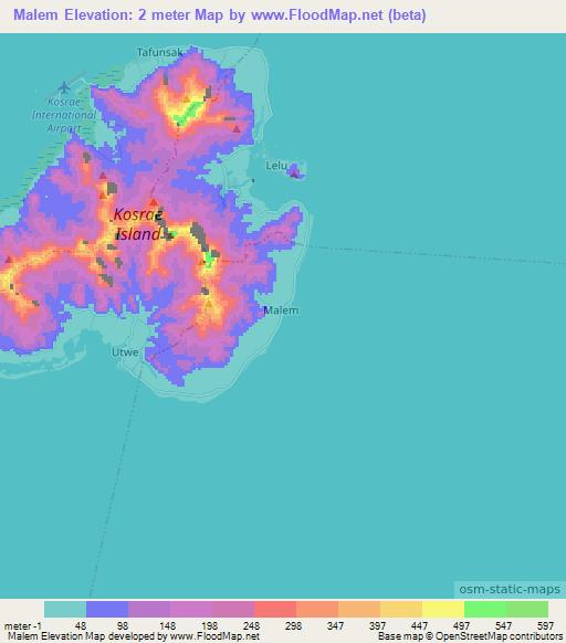 Malem,Micronesia Elevation Map