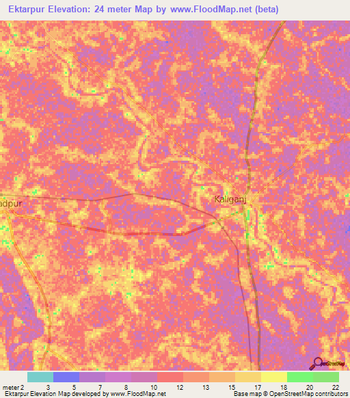 Ektarpur,Bangladesh Elevation Map