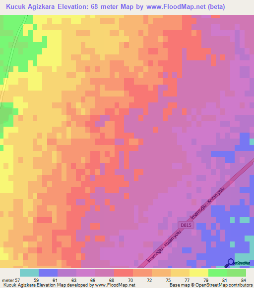 Kucuk Agizkara,Turkey Elevation Map