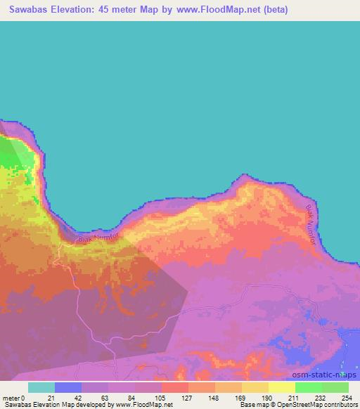 Sawabas,Indonesia Elevation Map