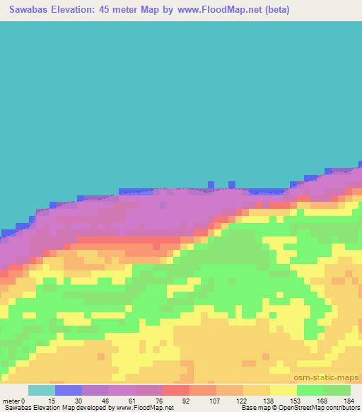 Sawabas,Indonesia Elevation Map