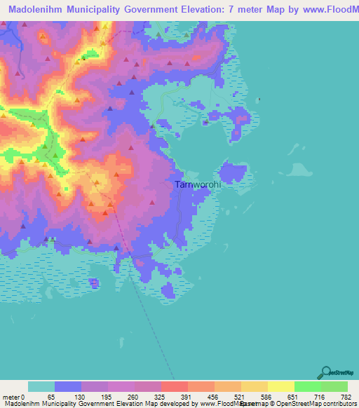 Madolenihm Municipality Government,Micronesia Elevation Map