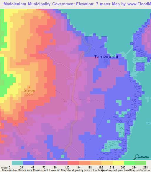 Madolenihm Municipality Government,Micronesia Elevation Map