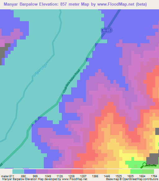 Manyar Barpalow,Pakistan Elevation Map