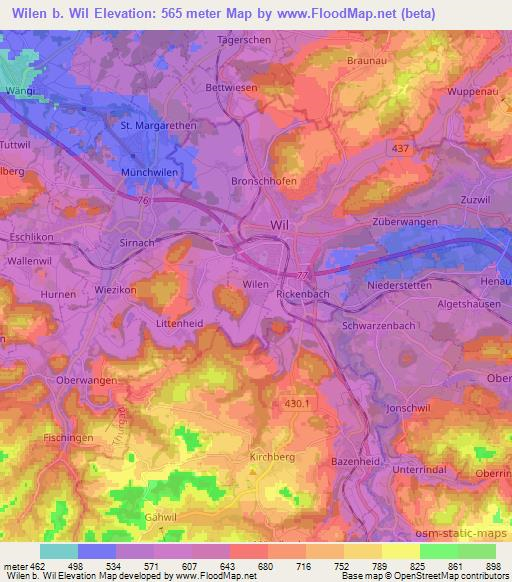 Wilen b. Wil,Switzerland Elevation Map