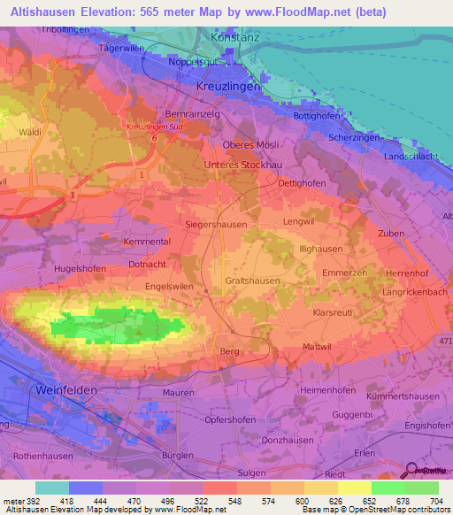 Altishausen,Switzerland Elevation Map