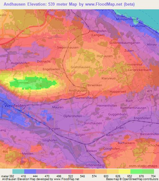 Andhausen,Switzerland Elevation Map