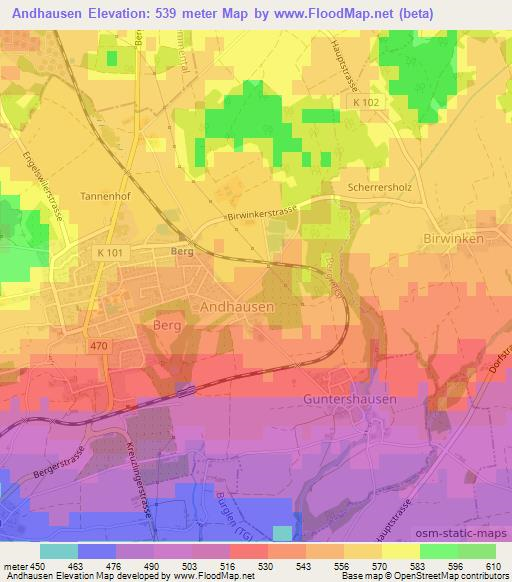 Andhausen,Switzerland Elevation Map