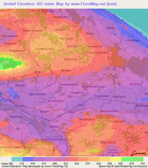 Andwil,Switzerland Elevation Map