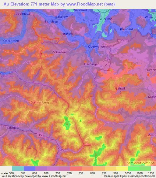 Au,Switzerland Elevation Map