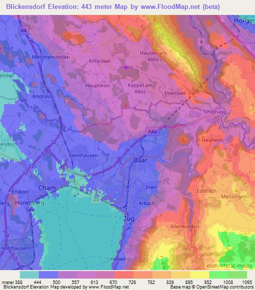 Blickensdorf,Switzerland Elevation Map