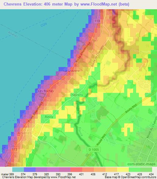 Chevrens,Switzerland Elevation Map