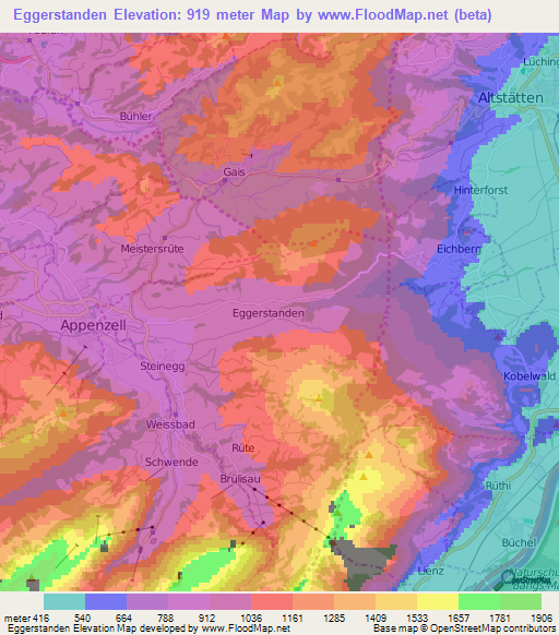 Eggerstanden,Switzerland Elevation Map