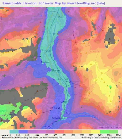 Ennetbuehls,Switzerland Elevation Map