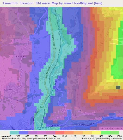 Ennetlinth,Switzerland Elevation Map