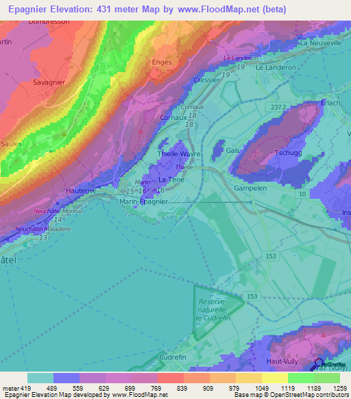 Epagnier,Switzerland Elevation Map