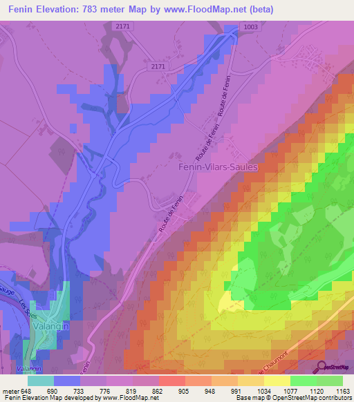 Fenin,Switzerland Elevation Map