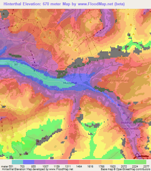 Hinterthal,Switzerland Elevation Map