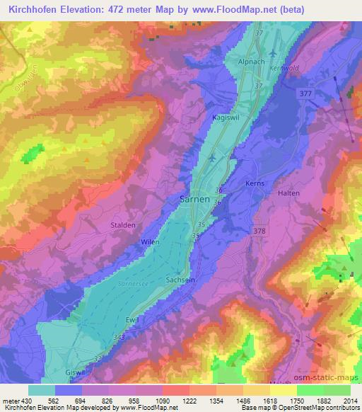 Kirchhofen,Switzerland Elevation Map