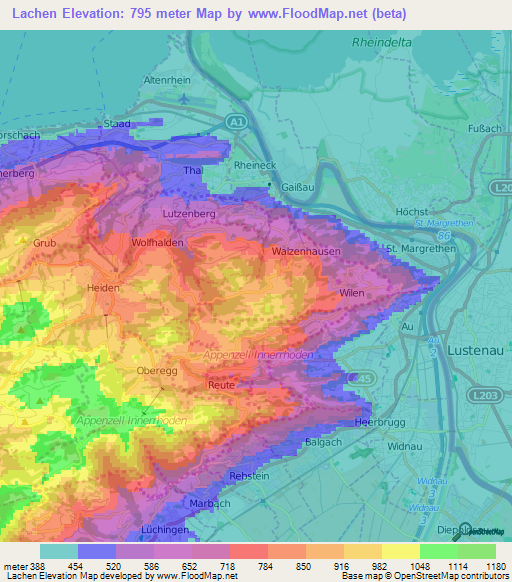 Lachen,Switzerland Elevation Map