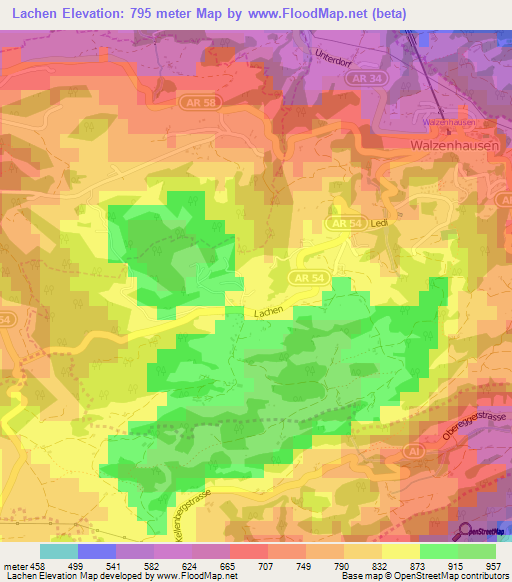 Lachen,Switzerland Elevation Map