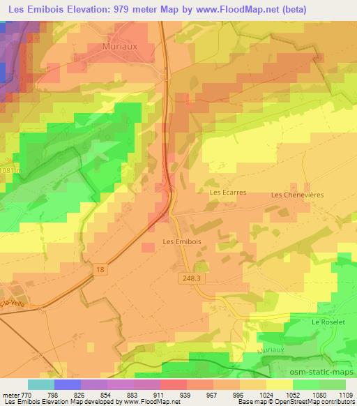 Les Emibois,Switzerland Elevation Map