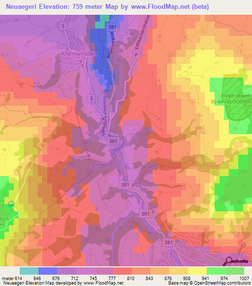 Neuaegeri,Switzerland Elevation Map