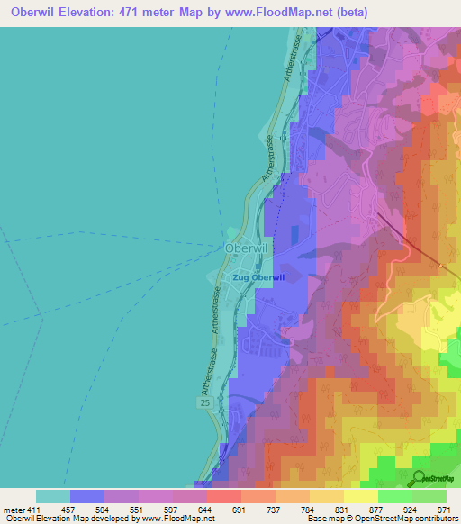 Oberwil,Switzerland Elevation Map