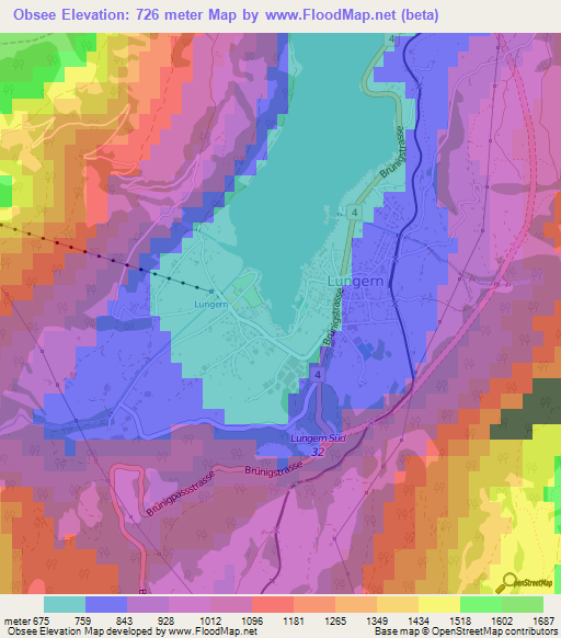 Obsee,Switzerland Elevation Map