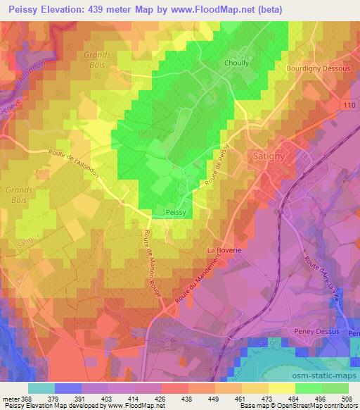 Peissy,Switzerland Elevation Map