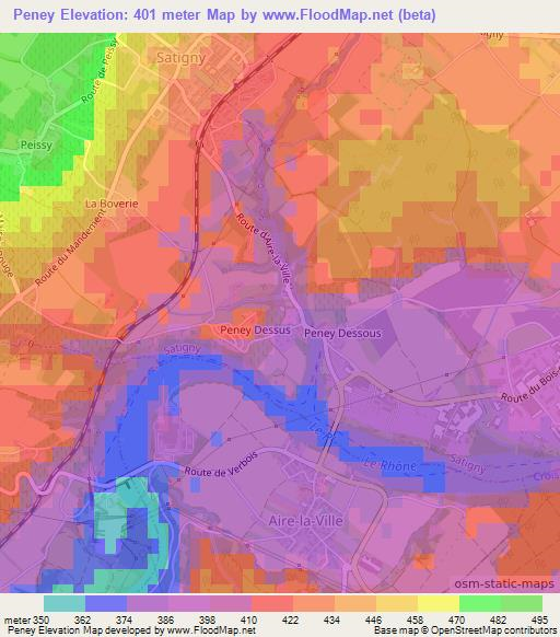 Peney,Switzerland Elevation Map