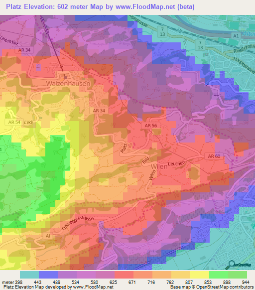 Platz,Switzerland Elevation Map