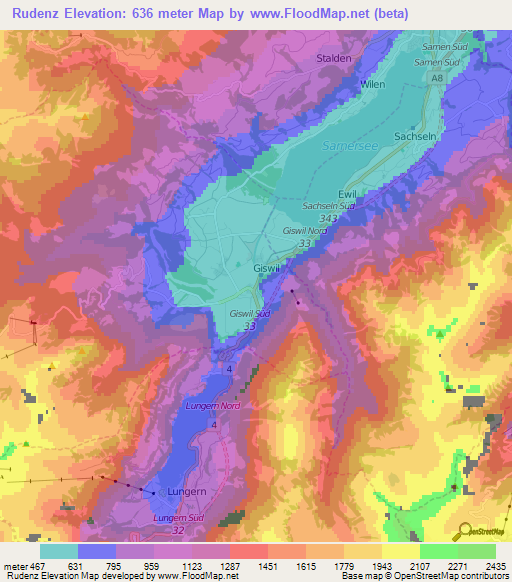 Rudenz,Switzerland Elevation Map