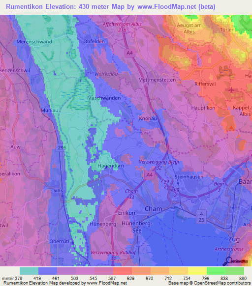 Rumentikon,Switzerland Elevation Map