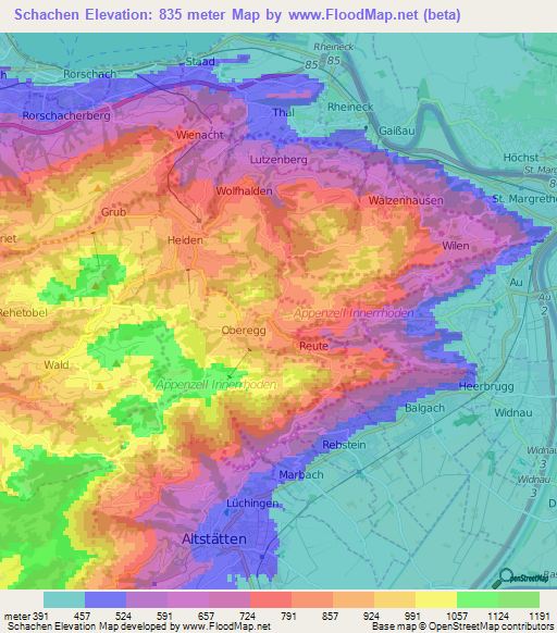 Schachen,Switzerland Elevation Map