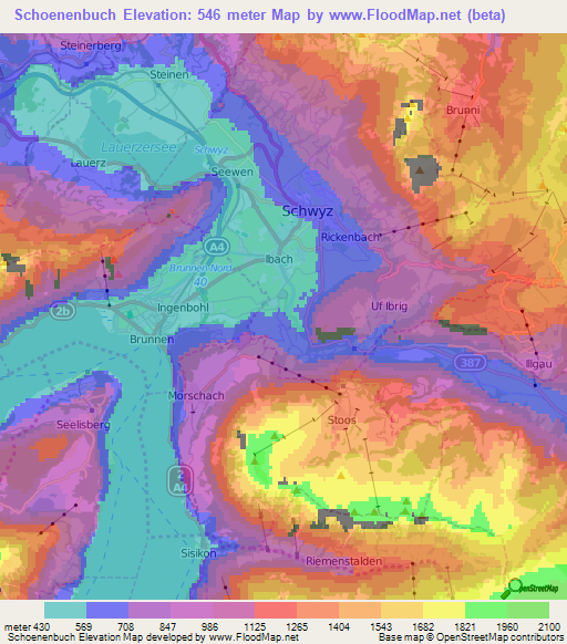 Schoenenbuch,Switzerland Elevation Map