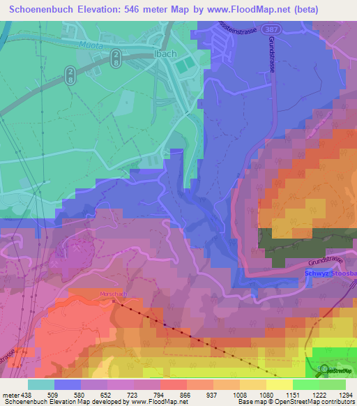 Schoenenbuch,Switzerland Elevation Map