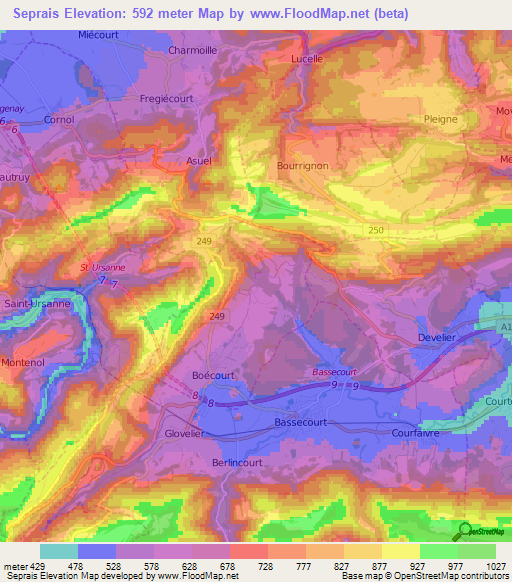 Seprais,Switzerland Elevation Map